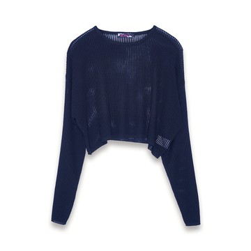 5th STREET｜女裝｜透膚針織設計短版上衣｜黑色