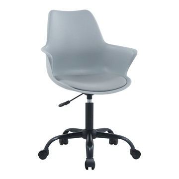 E-home Axe埃克斯簡約軟墊扶手PP黑腳電腦椅-四色可選灰色