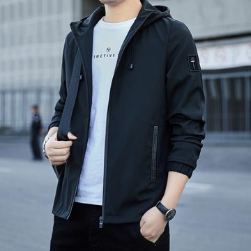 潮牌春秋休閑外套男士戶外可拆卸連帽運動夾克寬松防風防水沖鋒衣
