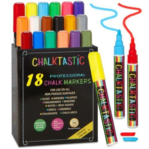 Colourful Art CHALK PENS  MARKERS MEGA 18 Pack, BEST for Kids Art, Menu