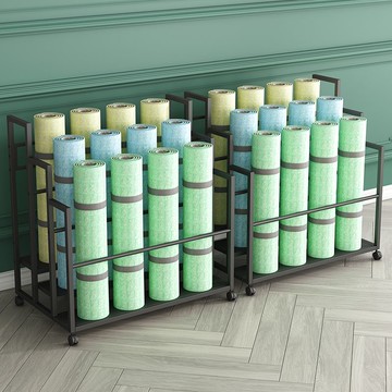 工廠現貨 免運 附發票/特惠 瑜伽墊收納架 收納筐 健身器材收納架 收納框 瑜伽墊收納筐帶輪神器整理架多層健身運動器材房泡沫滾軸放置物架特惠/開立發票 特價出S1028