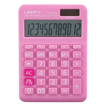 LIBERTY 利百代 LY-2780CA 12位數 雙電源計算機  粉紅色  1台