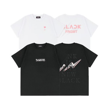 Blackpink x Fragment 藤原浩 小愛心閃電Logo 白  胸前字樣 黑 短T ANBP-05