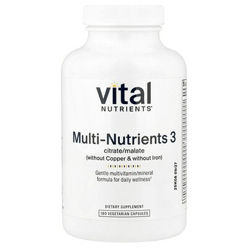 Vital Nutrients, 多種營養素檸檬酸鹽/蘋果酸鹽（無銅和鐵），180 粒素食膠囊