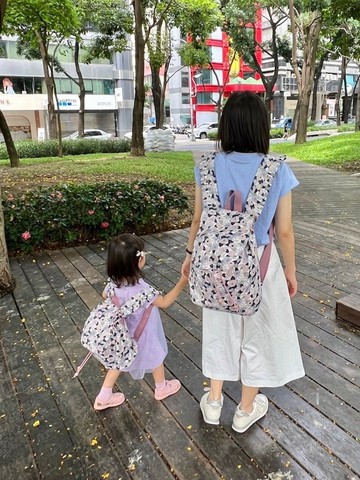 旅行手作親子包 紫晴山茶花美型後揹包 親子裝 兒童背包 客製化