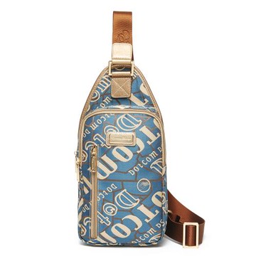 盛裝舞步春夏新款帆布胸包大容量休閑字母色織背包男女通用潮X74D