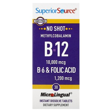 Superior Source, 甲鈷胺維生素 B12、B6 和葉酸，30 片 MicroLingual 即溶片