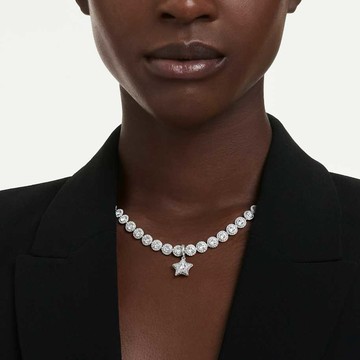 【Swarovski 施華洛世奇】Sublima 吊飾(圓形切割 星星 白色 鍍白金色)(5760562)