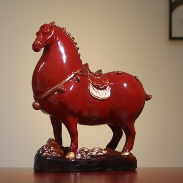紅色唐馬擺件客廳酒柜裝飾禮品工藝品家居書房辦公桌招財擺設開業