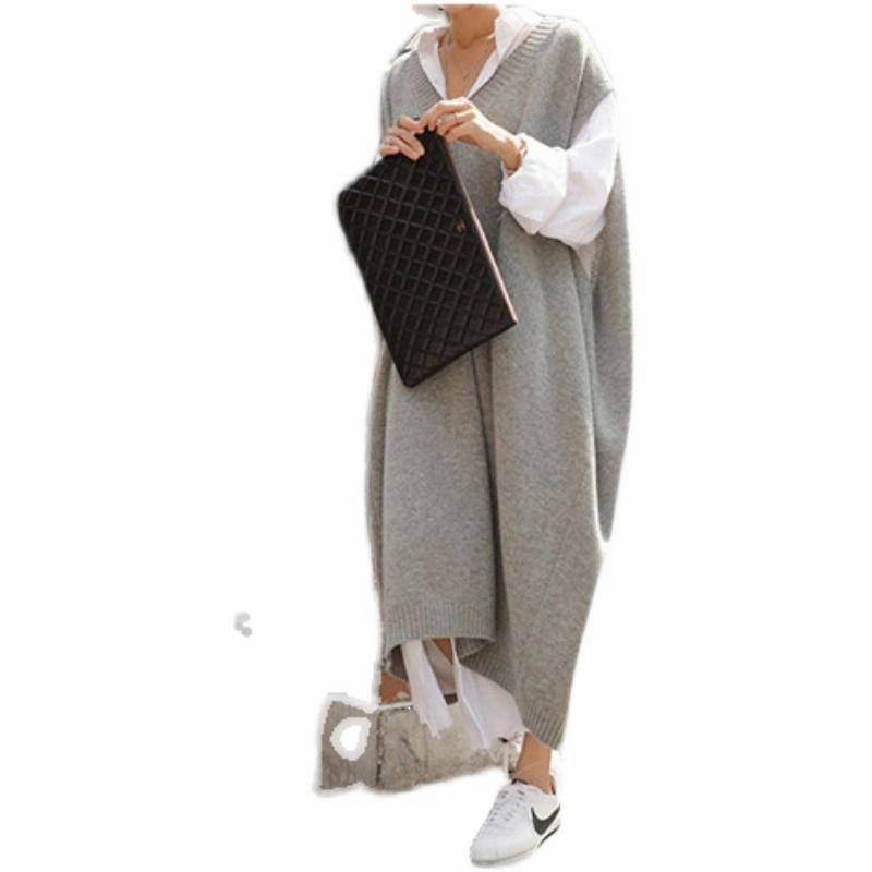 ベストニットワンピース セーター ミモレ ロング ロング丈 マキシ マキシ丈 9分丈 ノースリーブ 襟なし ニット かわいい 大人可愛い きれいめ シンプル ベストニットワンピース セーター ミモレ ロング ロング丈