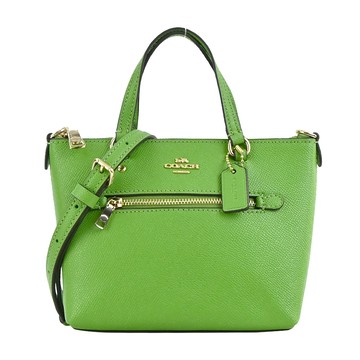 COACH 經典馬車前拉鍊口袋PVC手提/斜背兩用包(迷你/綠)