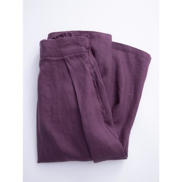 全亞麻半身裙柔和文藝深霧霾紫色A字裙 中長款褶裥半裙女春夏2290