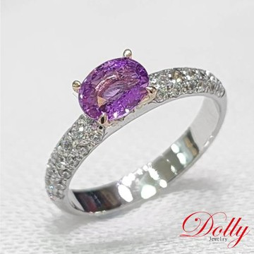 Dolly 14K金 無燒斯里蘭卡艷彩紫羅蘭1克拉藍寶石鑽石戒指-012