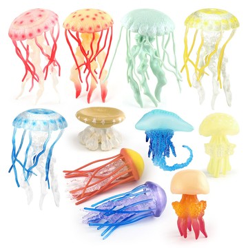 🌈「動物世界」兒童仿真海洋海底生物水母海蜇動物模型靜態手辦裝飾擺件玩具