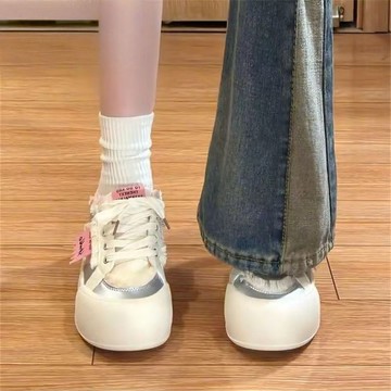 新款小衆厚底原創Kitty大頭鞋子增高麵包小白鞋醜萌2025春季厚底