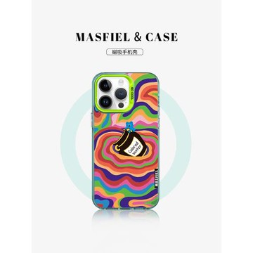 MASFEIL × 傾倒的顏料適用iPhone17Promax手機殼14磁吸帶支架蘋果16pro保護套15創意全包防摔高級感ip13新款