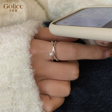 【Gulicc】戒指 簡約雙層設計珍珠食指戒
