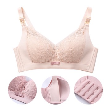 深V蕾絲內衣 寬邊哺乳內衣 日系內衣 無鋼圈前開扣集中深V-321寶貝屋