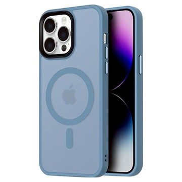 理享家 馬卡龍磨砂magsafe手機保護殼 iPhone 14 Pro Max 遠峰藍