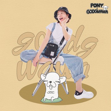 【PONY】ENJOY 吉氣出門旺旺來 變種吉娃娃 聯名款 中性 雙面圖案漁夫帽－黑 (243U3AU50BK)
