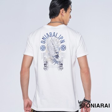 【買1送1】大和魂匠人雙側鬼面短TEE(白) - BLUE WAY 鬼洗い