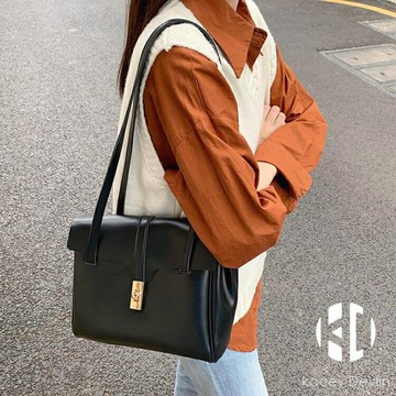 大容量托特包復古單肩腋下包凱莉包上班通勤包【聚物優品】