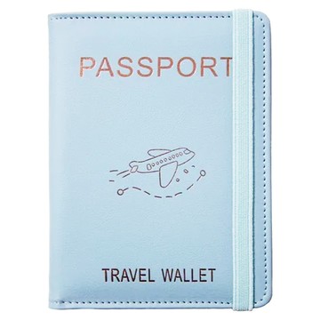 多卡位 RFID 防盜刷皮革護照夾 旅行錢包  藍色  107 x 150mm