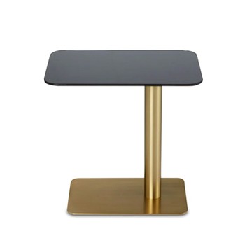 Flash Table Rectangle 矩形邊桌（黑玻璃桌面／黃銅桌腳）