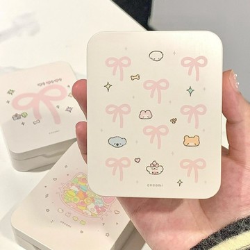台灣現貨🌷芭蕾風翻蓋收納盒 ins風收納盒 可愛蝴蝶結翻蓋鐵盒 收納盒 學生收納盒 貼紙收納 卡通桌面收納盒 防塵收納盒
