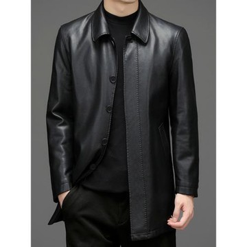 加肥加大碼皮風衣男中長款加絨皮衣特大號皮夾克寬松胖子肥佬外套