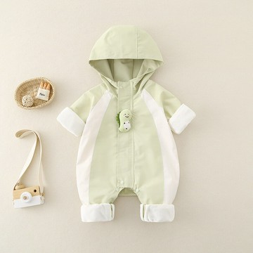 女寶寶秋冬連體衣新生兒防風沖鋒衣加絨外套嬰幼兒春秋外出抱哈衣鑫弘-萌寶童裝可開發票