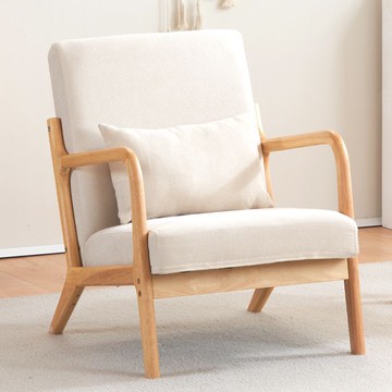 北歐實木陽臺休閑日式單人沙發椅臥室簡約懶人休閑椅子布藝可拆洗 b7311