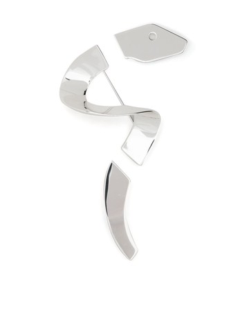 Tory Burch - engraved-logo polished brooche - women - Brass - One Size - Silver