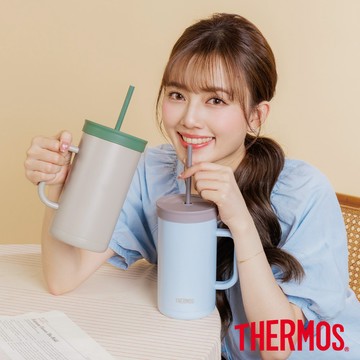 【THERMOS膳魔師】不銹鋼真空吸管杯1000ml(TKHA-1000系列)