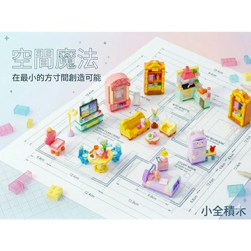 【小全積木】Mini家具套裝全系列 迷你家家酒模型 夢幻粉色系場景 兒童益智拼裝積木 創意客廳廚房臥室 桌面擺飾 台灣賣
