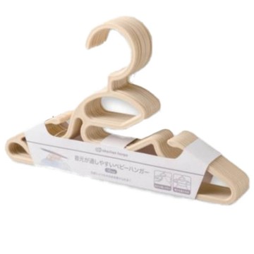 akachan honpo - 易穿過領口嬰幼兒服用衣架10支組-淺卡其色