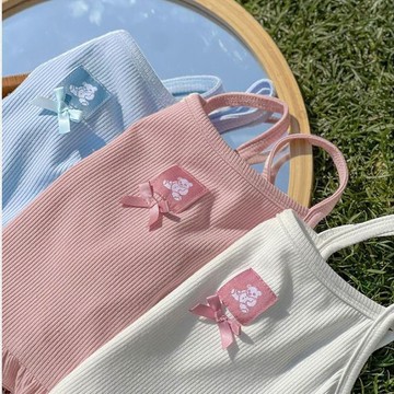 Mimo⭐夏裝女童弔帶衫蝴蝶結百搭背心外穿兒童寶寶打底上衣
