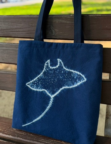 【記憶有限】藍染托特包/手提袋-魟魚