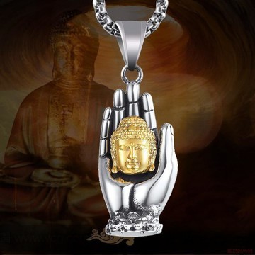 桃園出貨✨復古掌心佛項鍊男士本命佛古風佛像吊墜大日如來佛祖鈦鋼風掛件潮