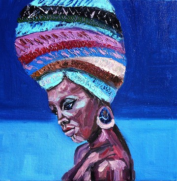 抽象 女孩 繪畫 油 非洲 女人 原始藝術 藝術品 Impasto Canvas Art