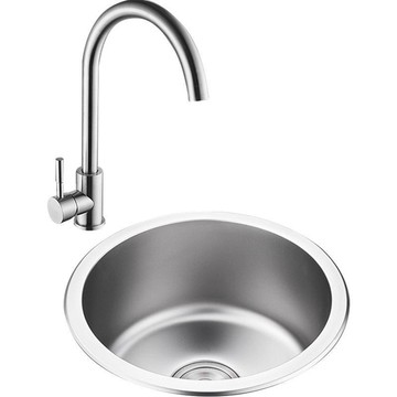 免運 水槽 洗菜盆 洗碗池 洗碗槽 單槽 納米圓形洗菜盆 迷你小水槽單槽304不銹鋼廚房陽臺吧臺茶水間小號特惠/開立發票z1011