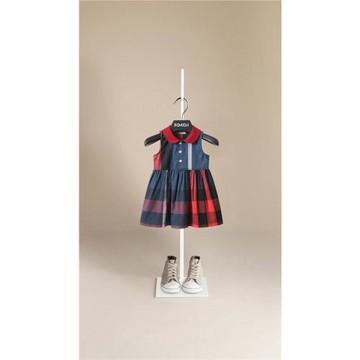 兒童格子連衣裙夏裝寶寶無袖背心裙女嬰中小童娃娃領英倫洋氣裙子