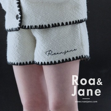 韓國專櫃 Roa&Jane 黑白縫紉滾邊小香風短褲