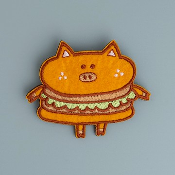 刺繡別針 / 漢堡豬