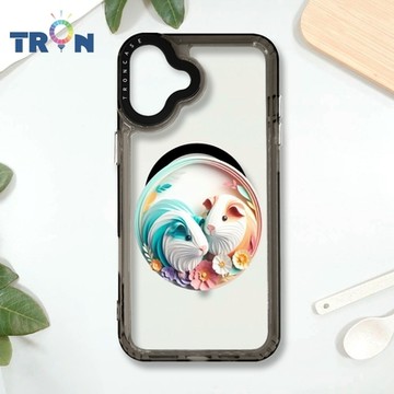 TRON IPHONE 16 PLUS 可愛紙雕天竺鼠 MAGSAFE 磁吸 防摔 太空殼 透黑 手機殼