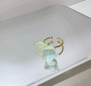 藍色鈴蘭花戒指 18k包金 手工製作