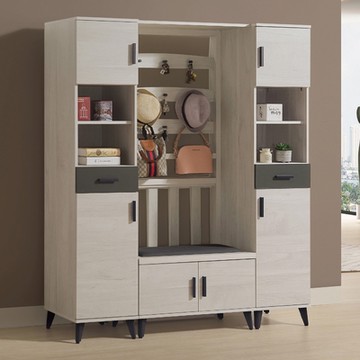 文創集 米格5.3尺六門二抽高屏風玄關座鞋櫃組合(二色可選)-158x42x188cm免組