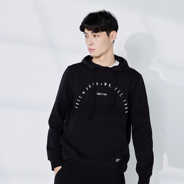 【ERSS】經典黑白潮流印字假兩件帽TEE-男 黑色【K60266】