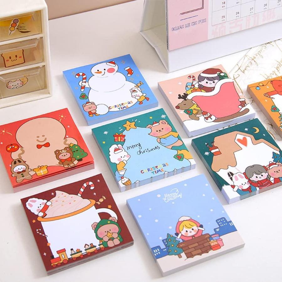 Pcs Cartoon Christmas Sticky Notes Student Message Memo Pads Stocking Stu