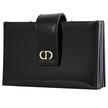 Christian DIOR 迪奧  30 MONTAIGNE 經典亮面漆皮風琴釦式卡片夾(黑)